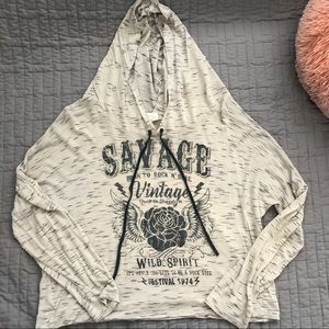 loose white hoodie